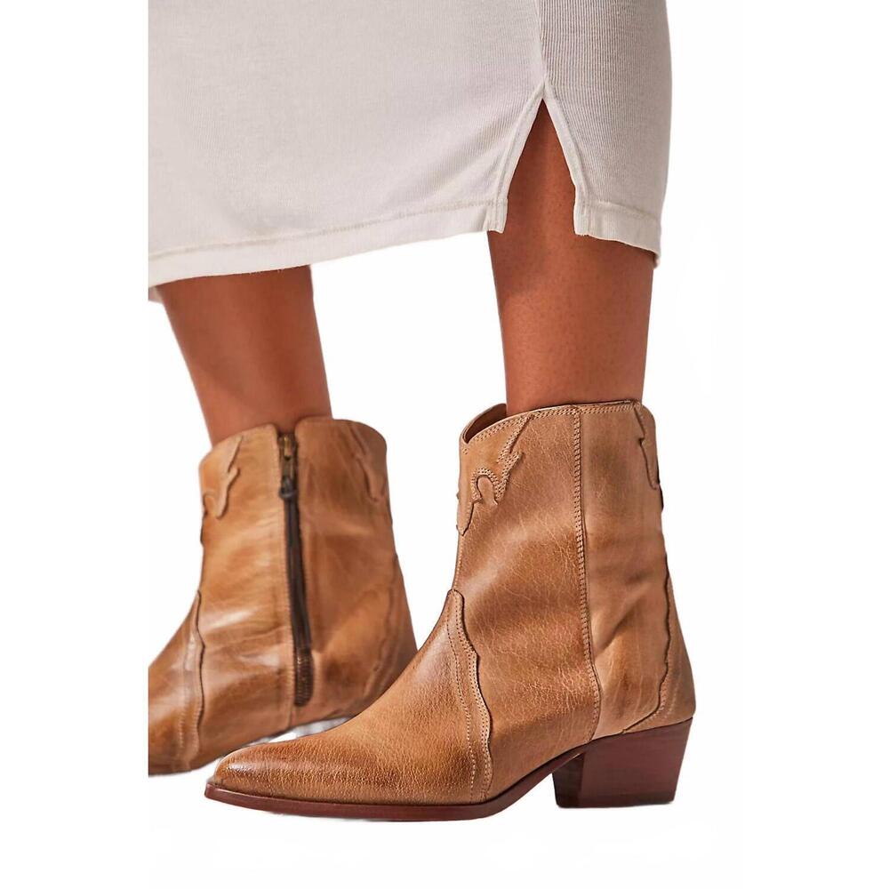 NEW FREE PEOPLE women's new frontier western boot in distressed tan - Picture 6 of 8